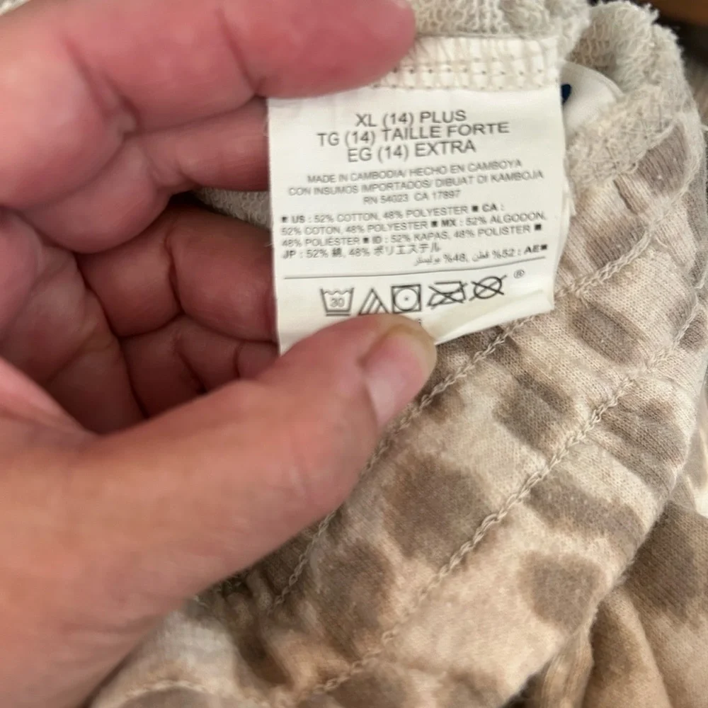 Old Navy‎ Girl's Cream & Tan Leopard Drawstring Joggers Size XL (14)